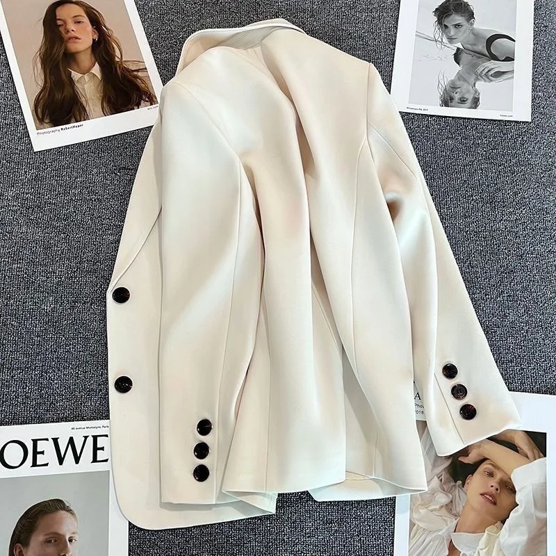 Slim Fit Korean Style Casual Suit Jacket for Women Spring Autumn Small Size Elegant Outerwear Polyester Fiber 100%