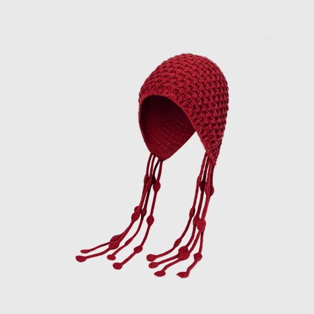 لطيف شرابات الكروشيه محبوك قبعة البوهيمي نمط الجوف خارج متماسكة قبعة الكورية اليدوية العرقية نمط قبعة السفر #3