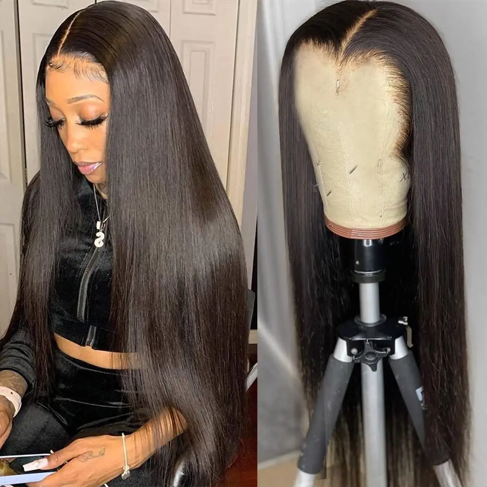 Straight Glueless Wigs Human Hair Ready to Wear Pre Plucked 4x4 5x5 HD Lace Closure Wig 180 Density Pre Cut Lace Wig for Women