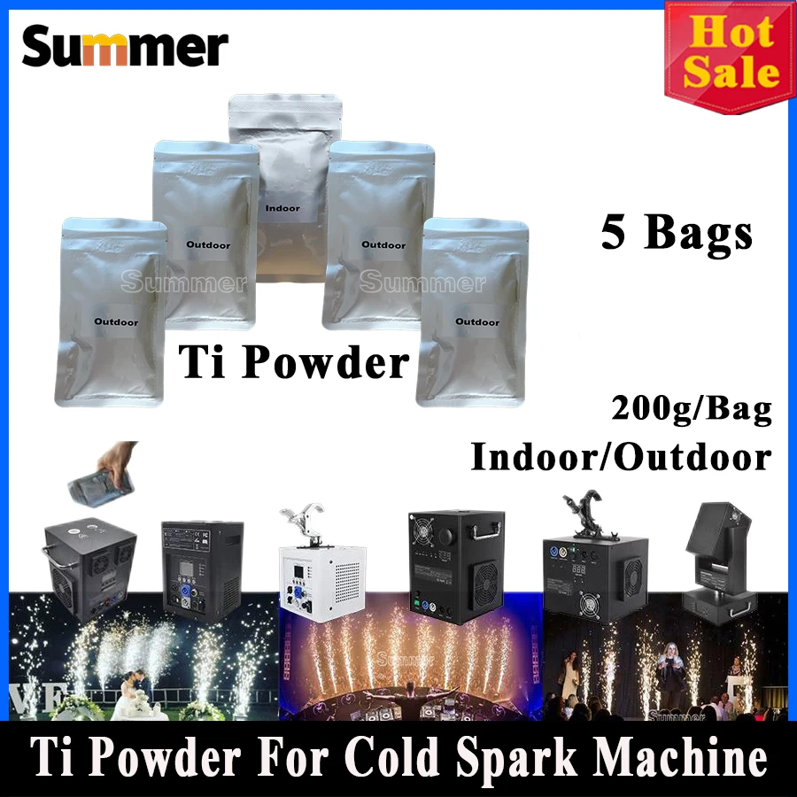 5 Bags Ti Powder 200g/bag For Pyrotechnics Machine Outdoor Indoor Cold Spark Sparkler Metal Titanium Powder Fireworks Materials