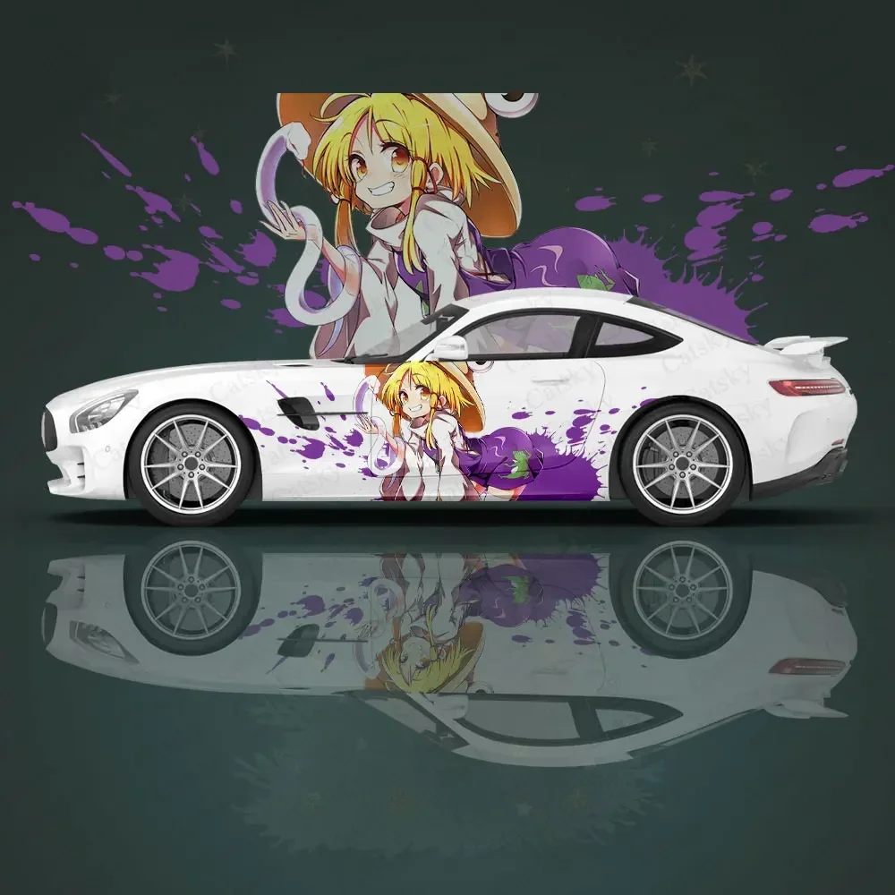 Moriya Suwako Anime Girl Car Decal Flower Vinyl Car Stickers Car Side Graphics Decals, Universal Size, Vehicle Graphics