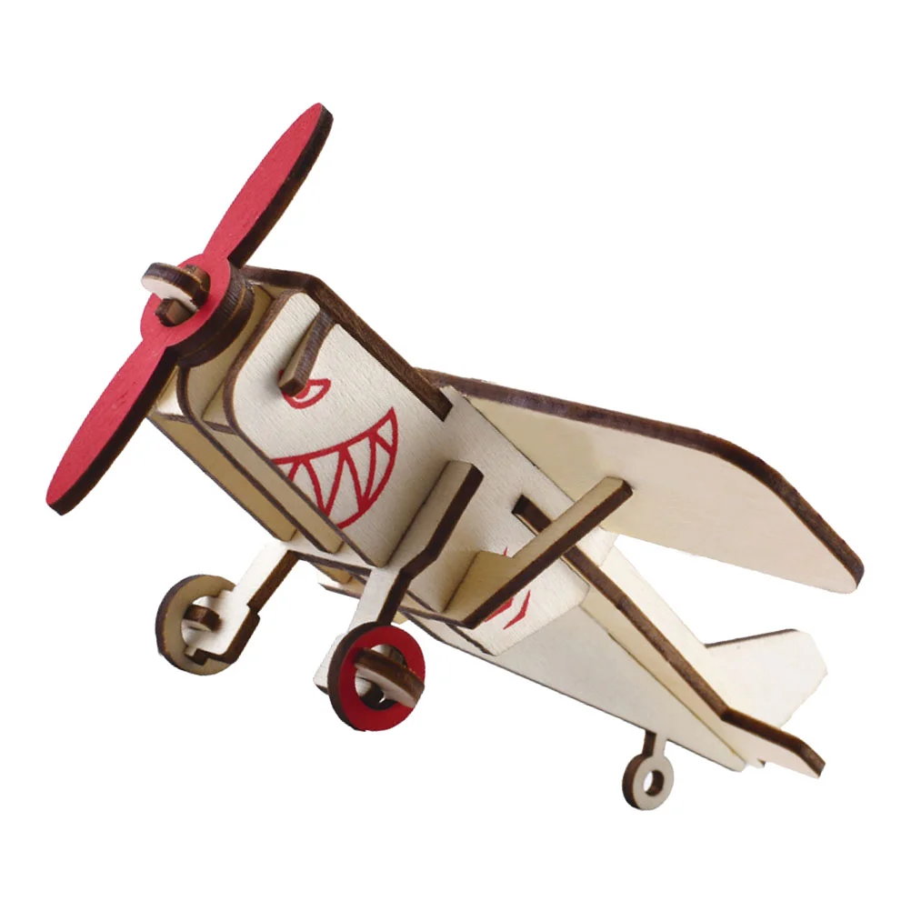 1 Set Wooden Assembly Puzzle Crafts 3D DIY Airplane Model Toy for Children wooden puzzle craft handmade assembled airplane model