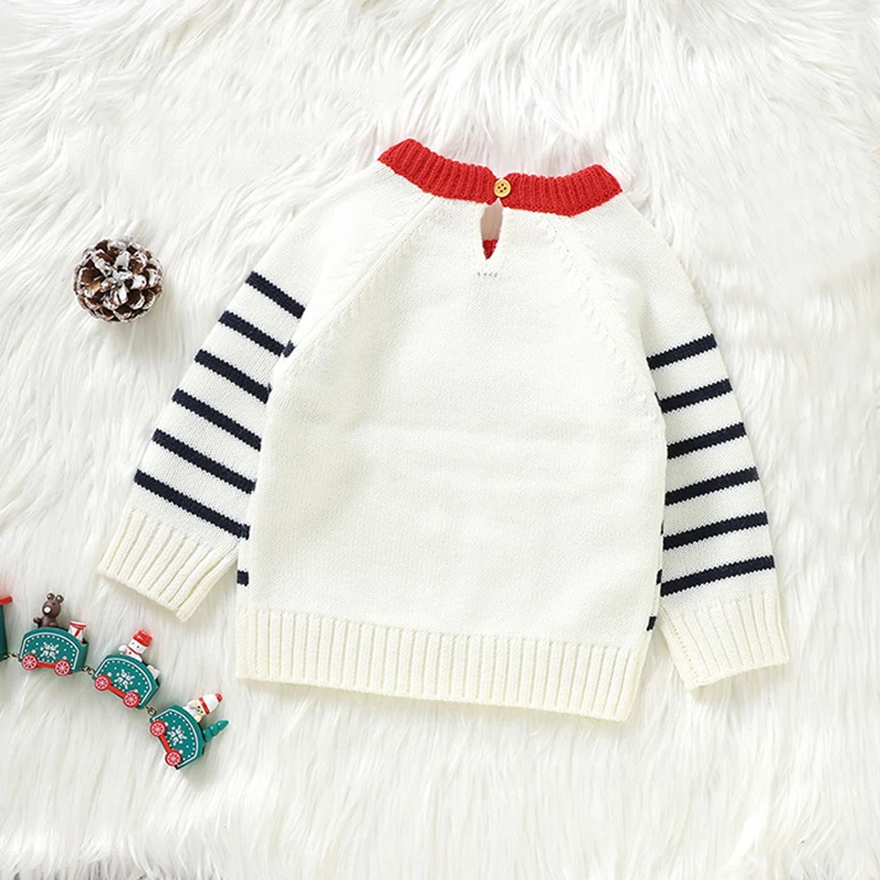 Baby Girl Boy Knit Sweater Blouse Pullover Santa Clause Sweatshirt Warm Crewneck Long Sleeve Tops for Infant Toddler Christmas