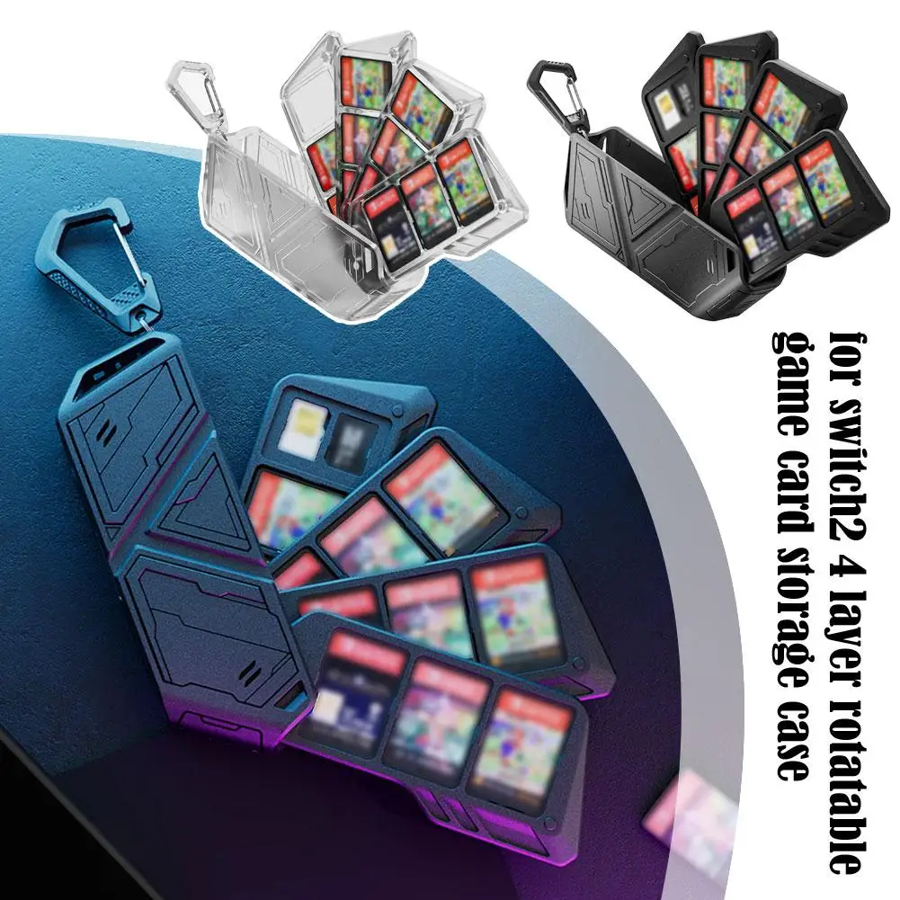 Transparent Game Card Case For Switch 2 OLED Lite Hard Shell Anti Scratch Holds Cartridges/Memory Cards Portable With 4 Lay F5D4