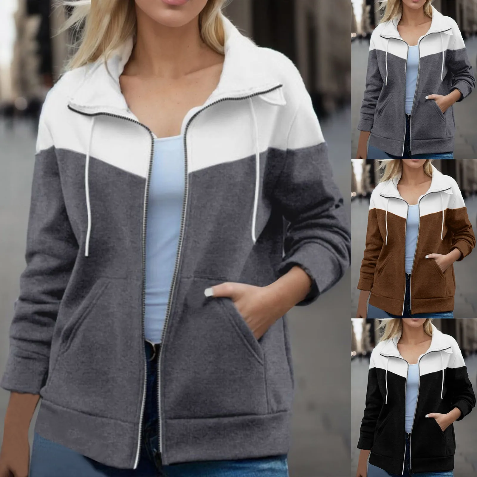 Women Zip Up Casual Fashion Hoodies & Sweatshirts Teen Girl Long Casual Jacket And Pants Set for Women Women Dress Jackets