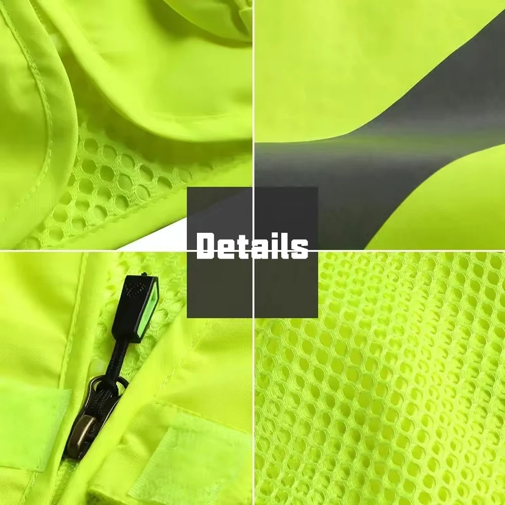 Imagem -05 - Colete de Segurança Reflexivo de Alta Visibilidade Malha Respirável Multi Bolso Colete Fluorescente hi Vis Colete Luminoso ao ar Livre Workwear