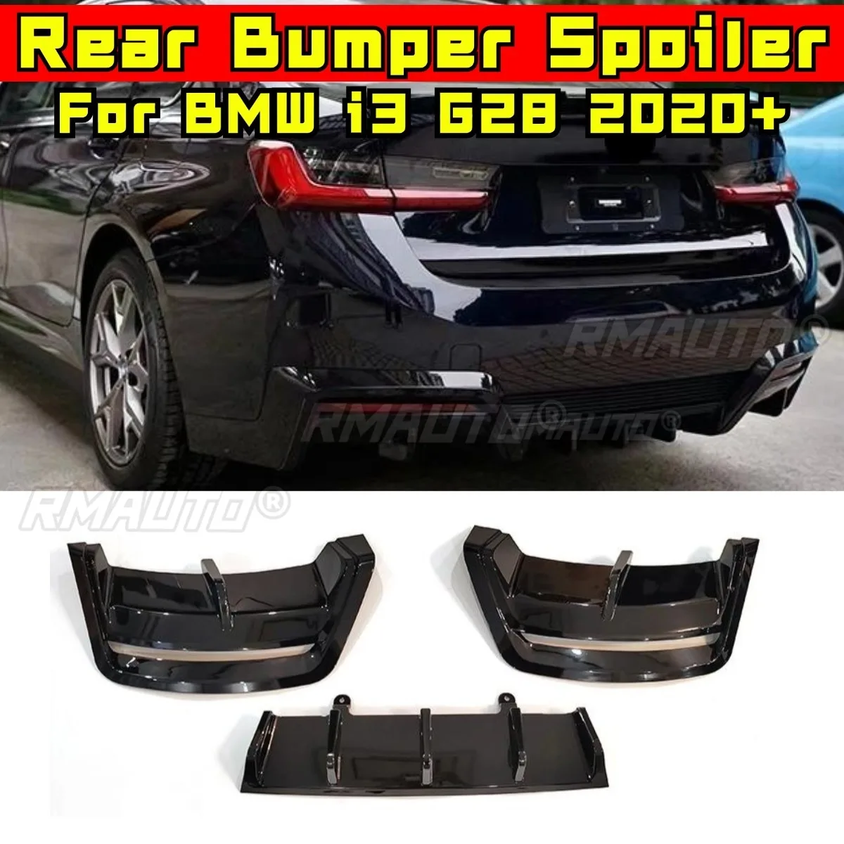 

Car Rear Bumper Spoiler Lip Diffuser Splitter Glossy Black Modification Part For BMW i3 G28 2020+ Car Accessories