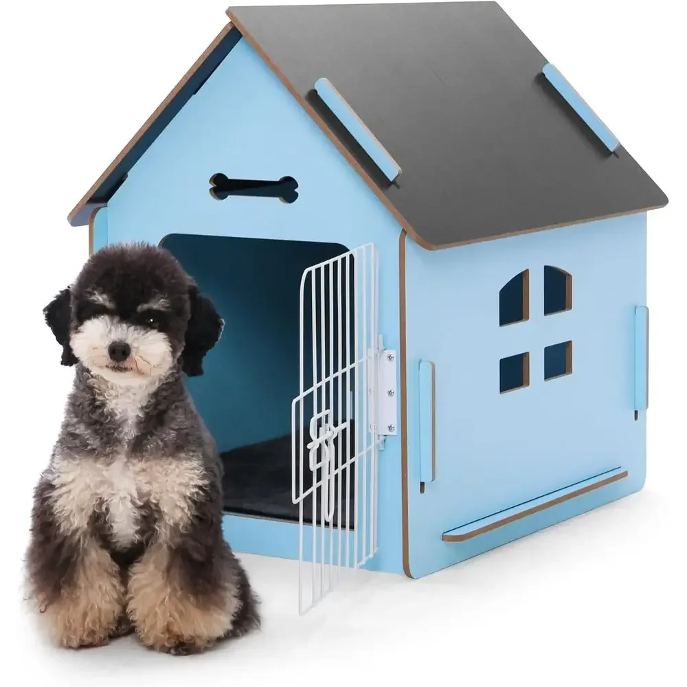 

Cozy Wooden Small Dog or Cat Bed House, Indoor with Air Vents and Elevated Warm CaveTime-limited