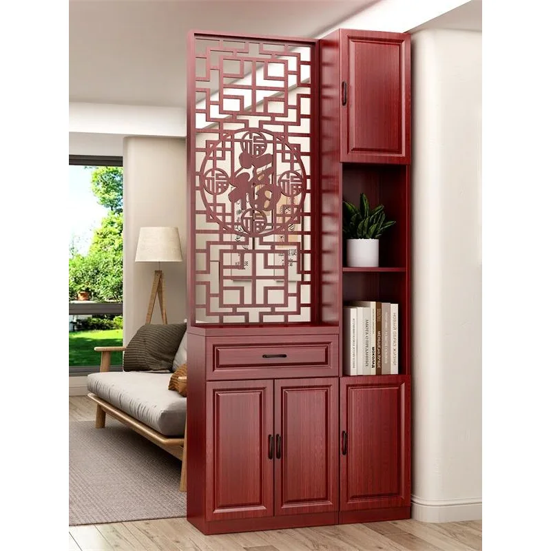 Entrance cabinet, living room partition cabinet,  new Chinese solid wood