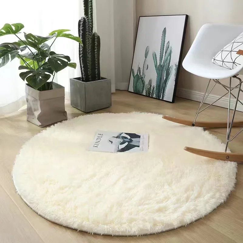 white soft plush floor mat round bedroom mat trapstar living room decor mat non-slip floor mat computer chair desk mat decorate