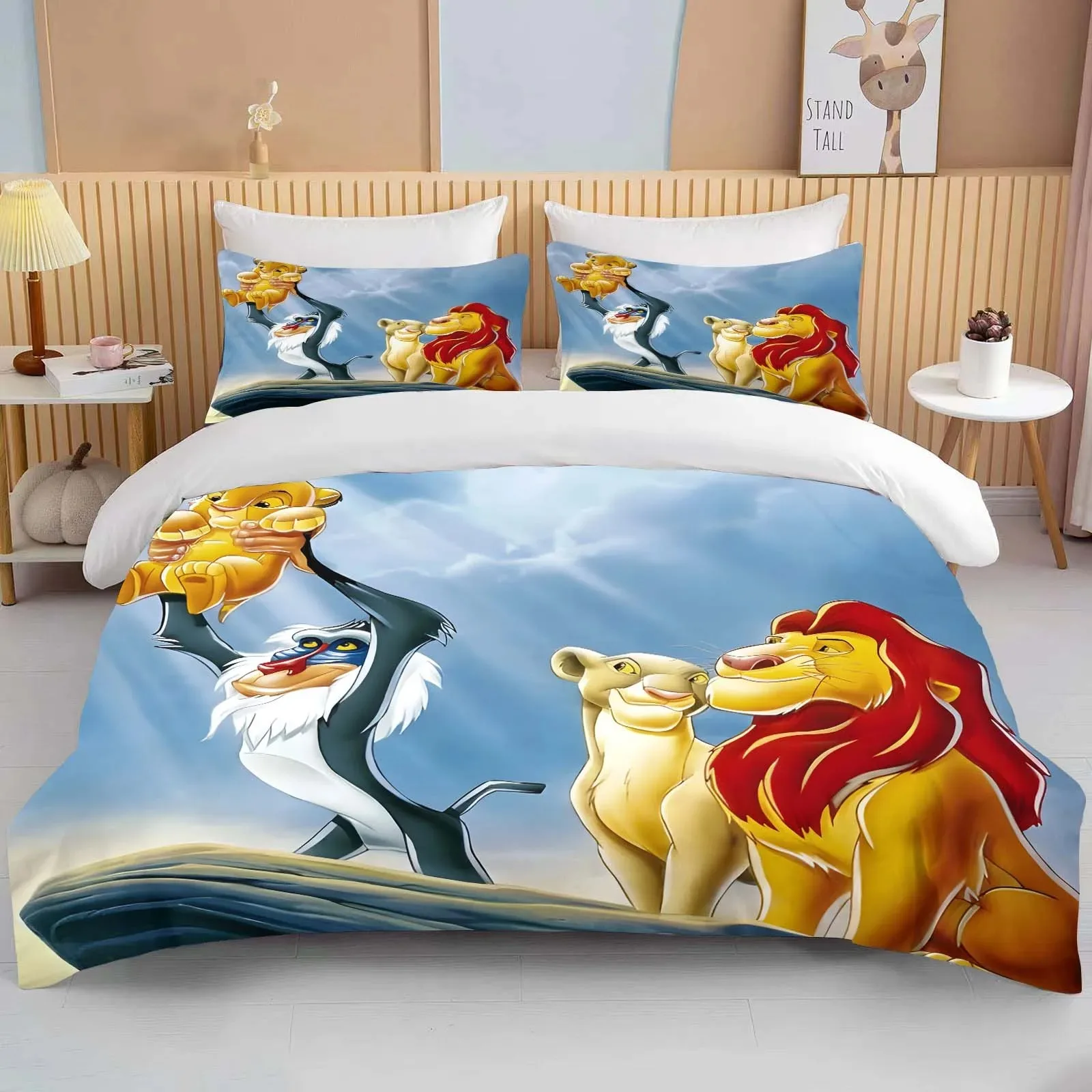 Boy Girls Duvet Cover Gift Lion King Duvet Cover Pillowcase, Disney Bedding Set Queen Double Bed Room Bedroom Decoration