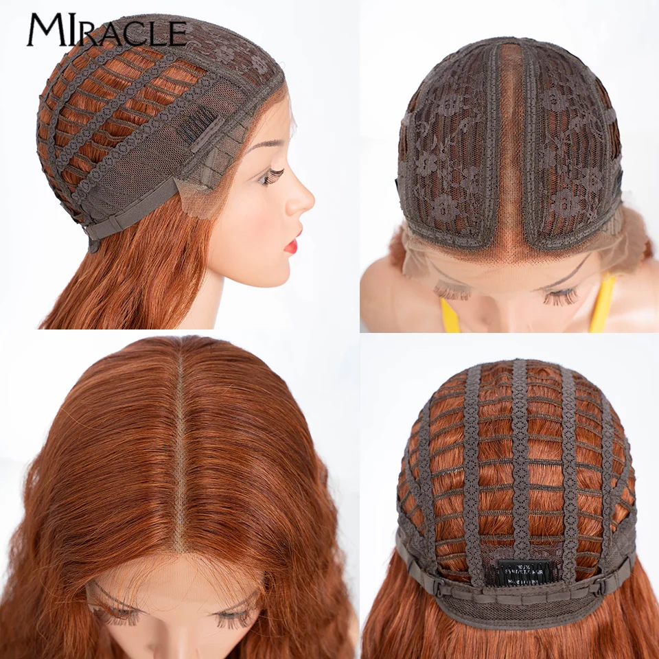 MIRACLE-peluca rizada rubia para mujer, pelucas delanteras de encaje sintético, onda de agua de 30 pulgadas, peluca de Cosplay, pelo falso de fibra