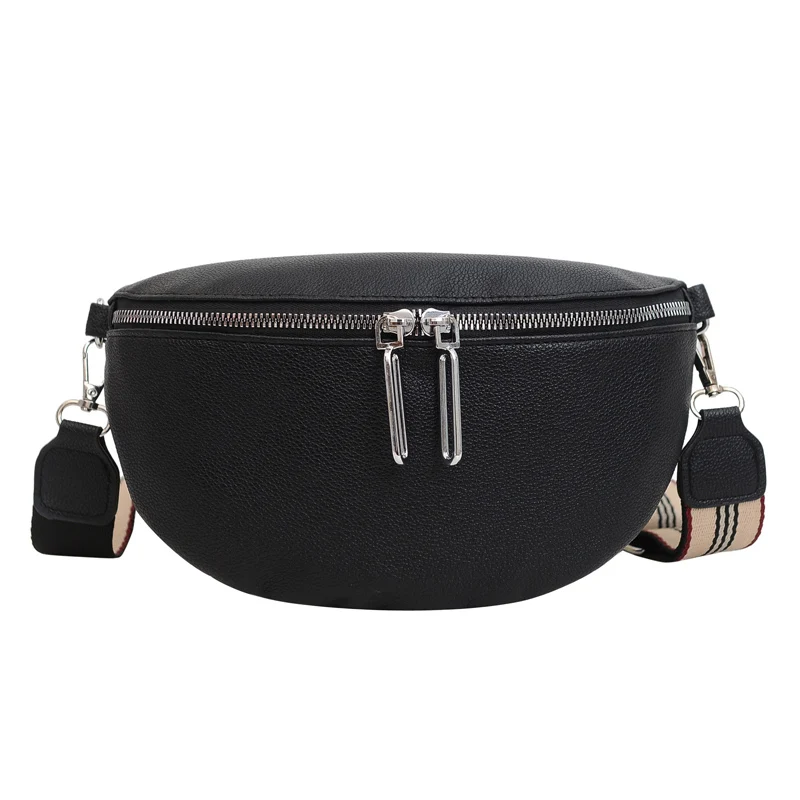 Solid color Soft Leather Fanny Packs For Women Fashion Waist Bag Female Waist Pack Lady Wide Strap Shoulder Crossbody Chest Bags