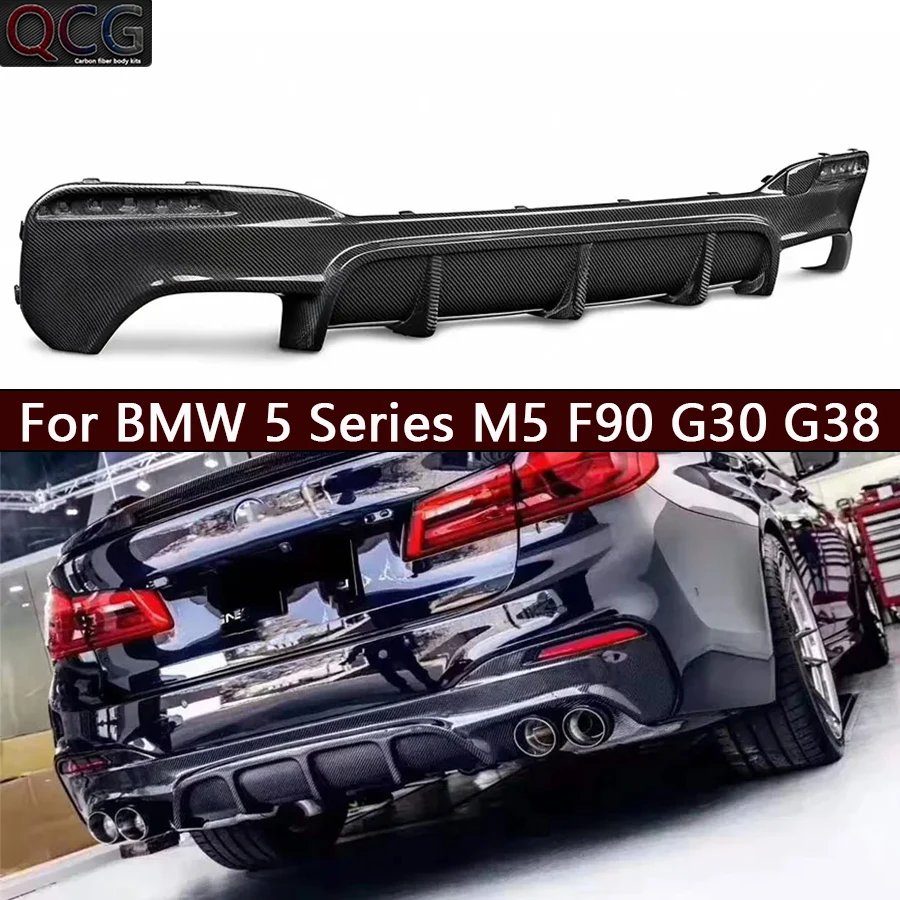 For BMW 5 Series M5 F90 G30 G38 540i 530 Carbon Fiber Car Rear Bumper Diffuser Rear Splitters Spoiler Back lip FD Style Body Kit