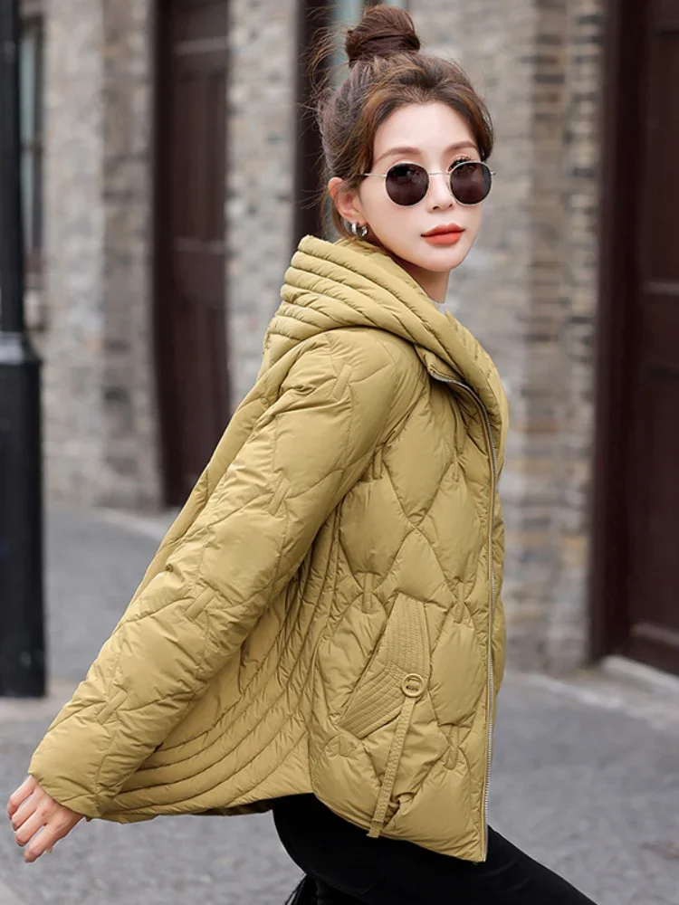 Winter Clothes for Women Lightweight Hooded Down Jacket White Duck Down Warm Short Puffer Jacket Loose Casual Hooded Woman Coat