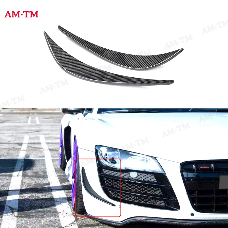 Carbon Fiber Car Front Bumper Side Splitters Fins Canards Parts For Audi R8 2008-2015 Upgrade Body kit Car Accessories