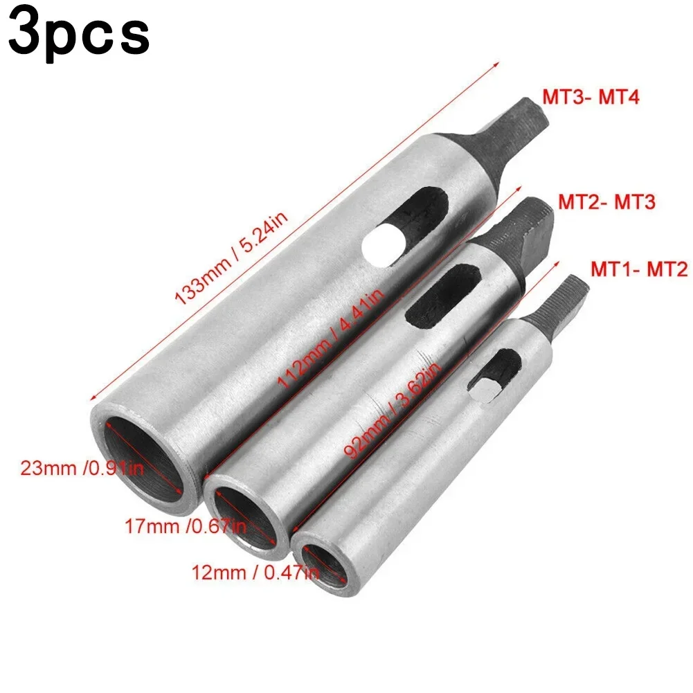 3PC For Morse Taper Drill Sleeve Adapter Set MT1 to MT2 MT2 to MT3 MT3 to MT4 Reducing Sleeves for Lathe and Milling Tools