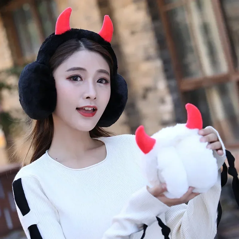 Earmuffs New Foldable Horn Ear Cover for Men and Women Retractable Ear Warmers Ear Protectors Winter Warm Earmuffs Child Earlap