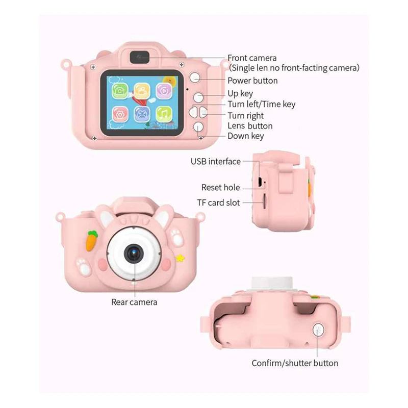 ซองใส่กล้องวิดีโอเกมภาพถ่ายกล้องถ่ายภาพของเด็กอเนกประสงค์แบบพกพาทนทานสีชมพู