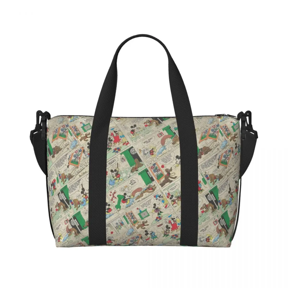 

Custom Minnie Anime Mickey Mouse Cartoon Pattern Tote Bag for Women Big Capacity Gym Beach Travel Bags