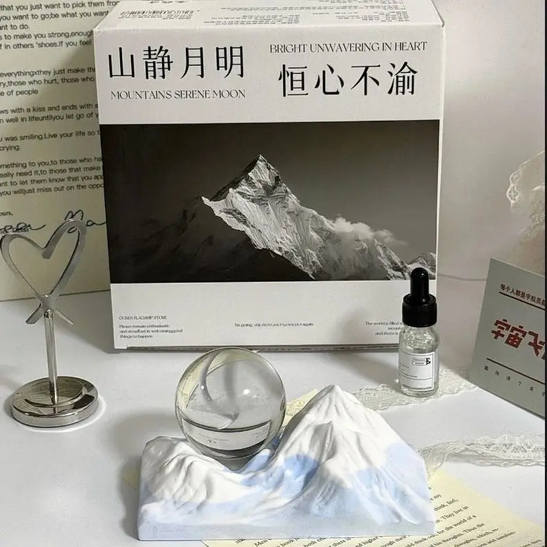 갤럭시 아로마 테라피 그라디언트 블루 디퓨저 스톤 장식 선물 남성과 여성 선물 상자 생일 졸업 선물 야간 조명