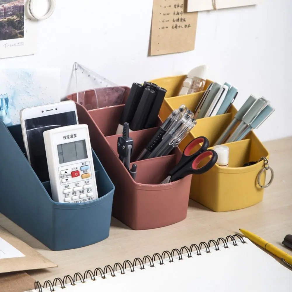 Large Capacity Pen Pencil Holder 4 Grids Plastic Minimalism Desk Container Multi-functional Desktop Organizer Sundries