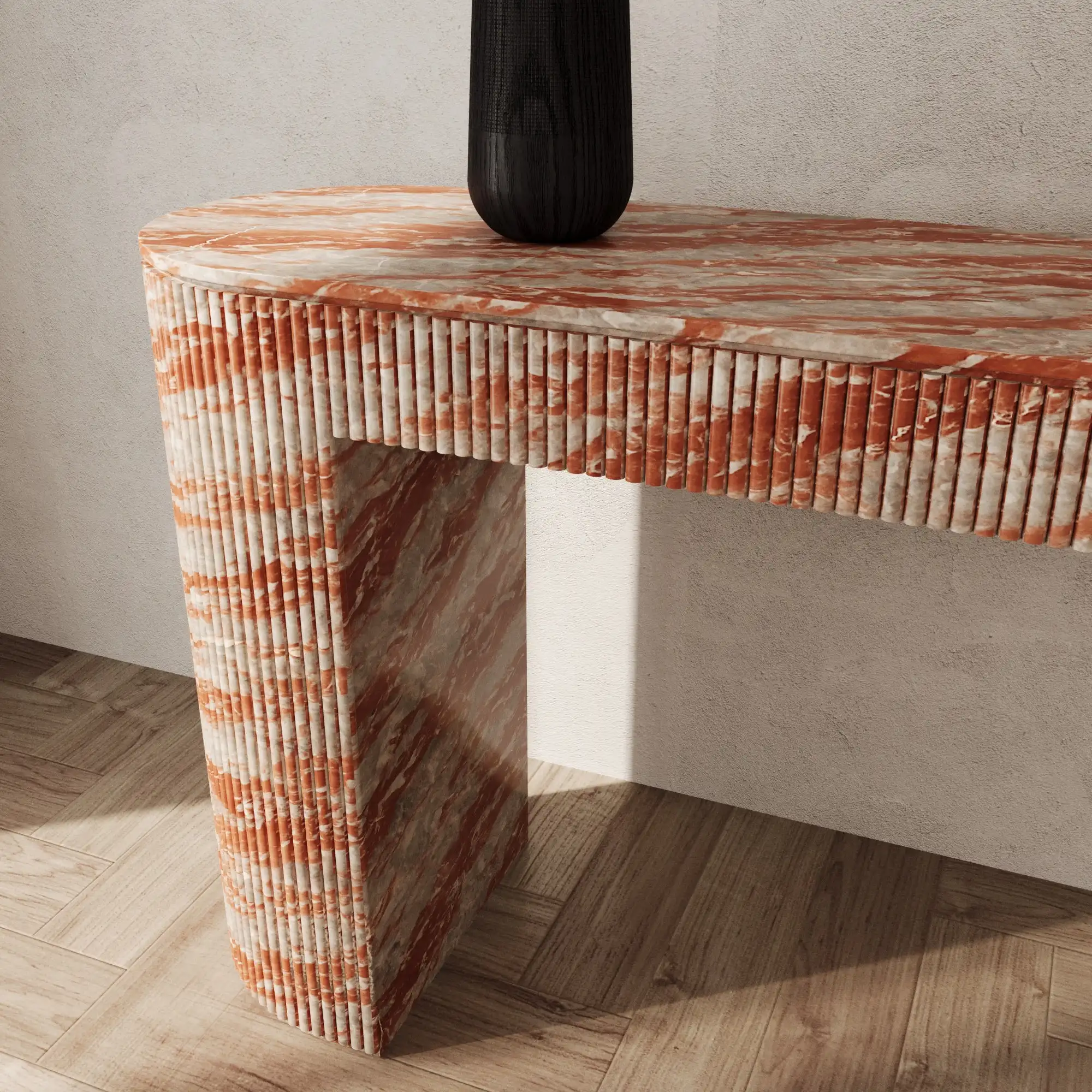 &d FURNITURE Table console en marbre cannelé Ballagio Rosso Levanto