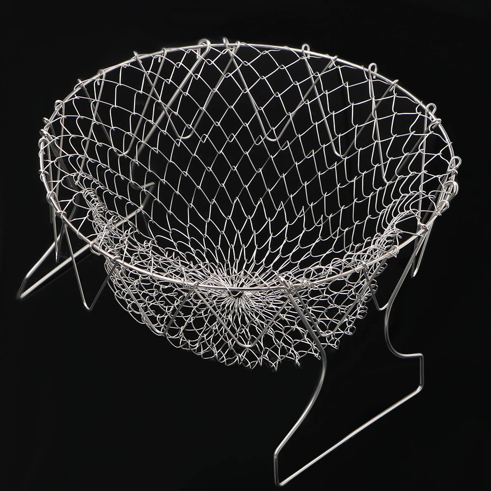 Foldable Steam Rinse Strainer Colander Stainless Steel Fryer Tool Vegetable And Fruit Filter Basket French Fries Basket