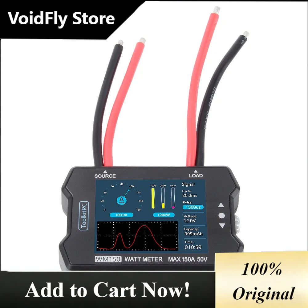VoidFlyWM150 Power Meter 50V 150A 32 Bit ARM 12 ADC Throttle Signal Tester For RC Models By ToolkitRC