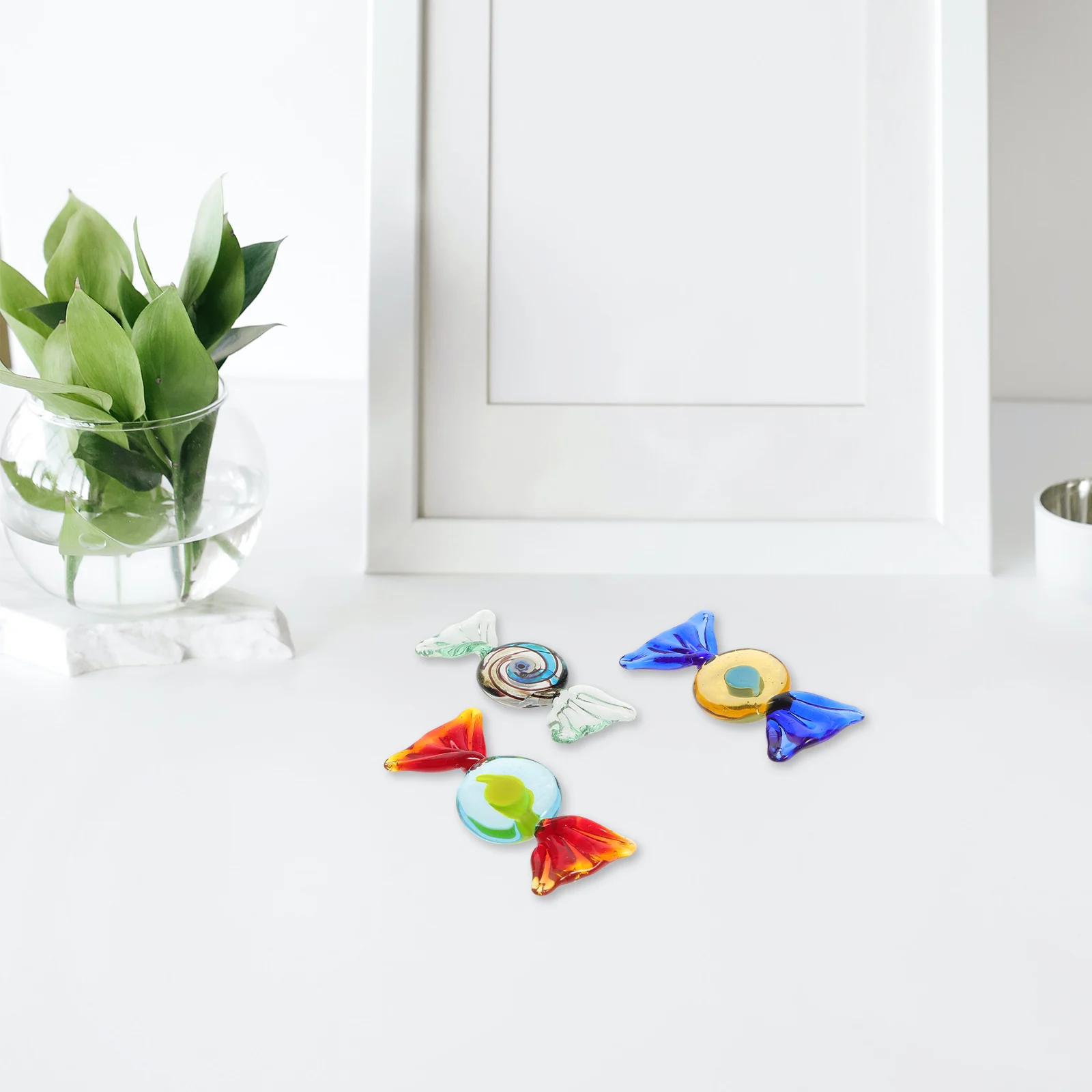 

3Pcs Style Glass Candy Ornaments Handmade Colorful Crystal Sweets for Festival Home Wedding Decorative Gifts