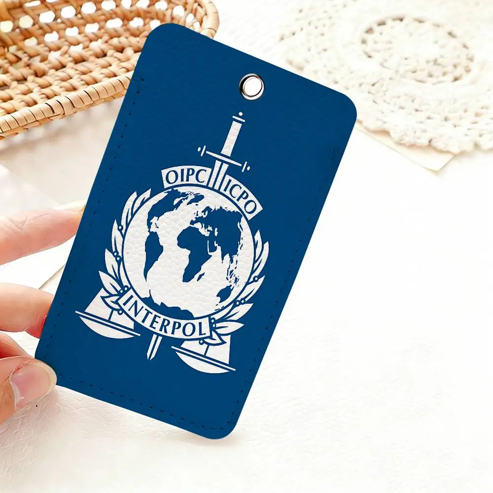 I-Interpols LOGO Badge Holder Keychain for Bank Business Work Card Holder Student Card Protective Case Bus Card