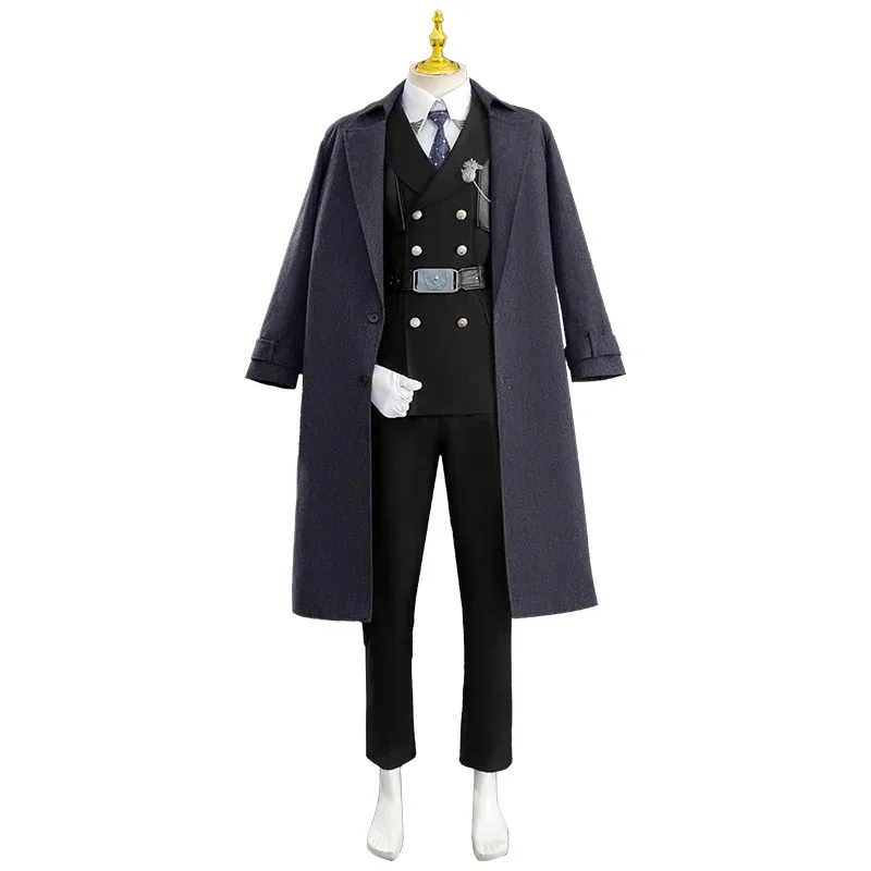 LQLove y Deepspace Zayne, disfraz de Cosplay, peluca, uniforme, gabardina, traje negro, chaqueta, gafas, fiesta de Halloween para mujeres y hombres, accesorios