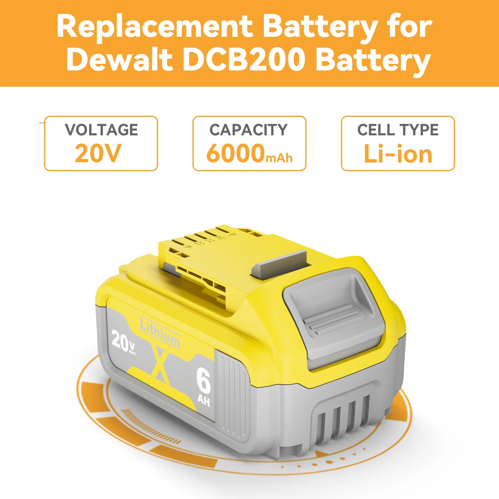 Powtree 4000/6000mAh 18V/V para Dewalt Ferramenta De Poder Da Bateria para DCB180 20 DCB181 DCB182 DCB201 DCB201-2 DCB200 DCB200-2 DCB204-2