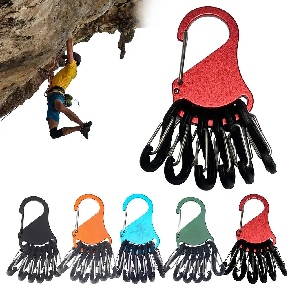 

Tactical Aluminum Alloy Chem Light Holders Carabiner Clip with 6 S-Biners Glow Sticks Key Storage Buckle for Outdoor Campin F2U7