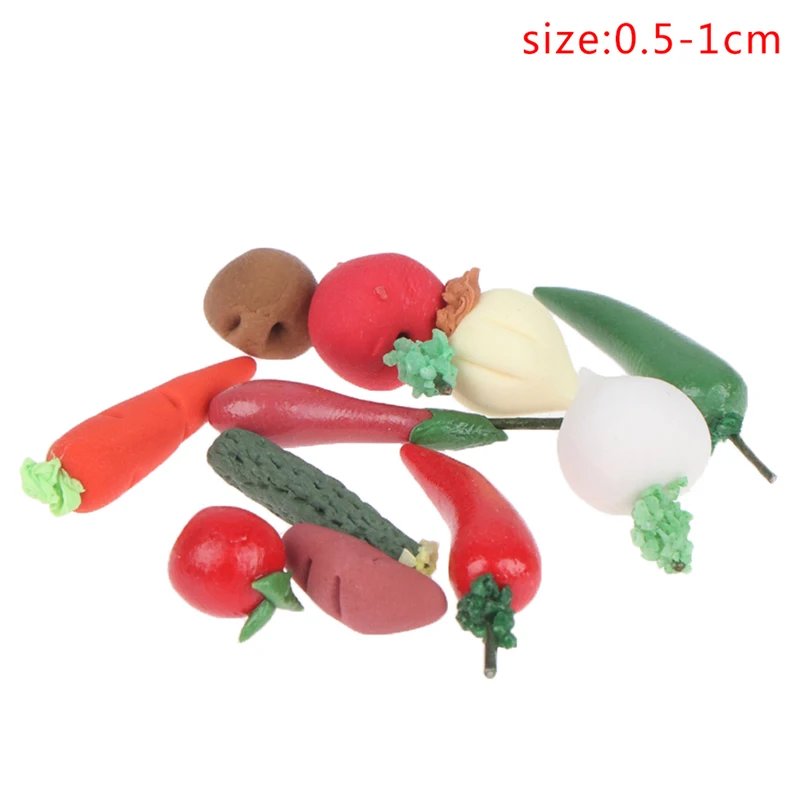 10Pcs 1:12 Dollhouse Miniatuur Plantaardige Wortel Tomaat Radijs Pretend Play Voedsel Speelgoed Voor Poppenhuis Keuken Supermarkt Decor