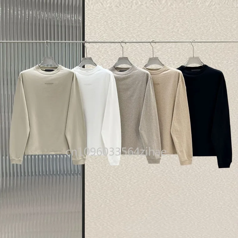 

FW24 Cloud Series Роскошный дизайн Мужские топы с длинными рукавами Силиконовые рубашки с буквенным логотипом Свободные базовые рубашки Дизайнерские брендовые футболки для пар