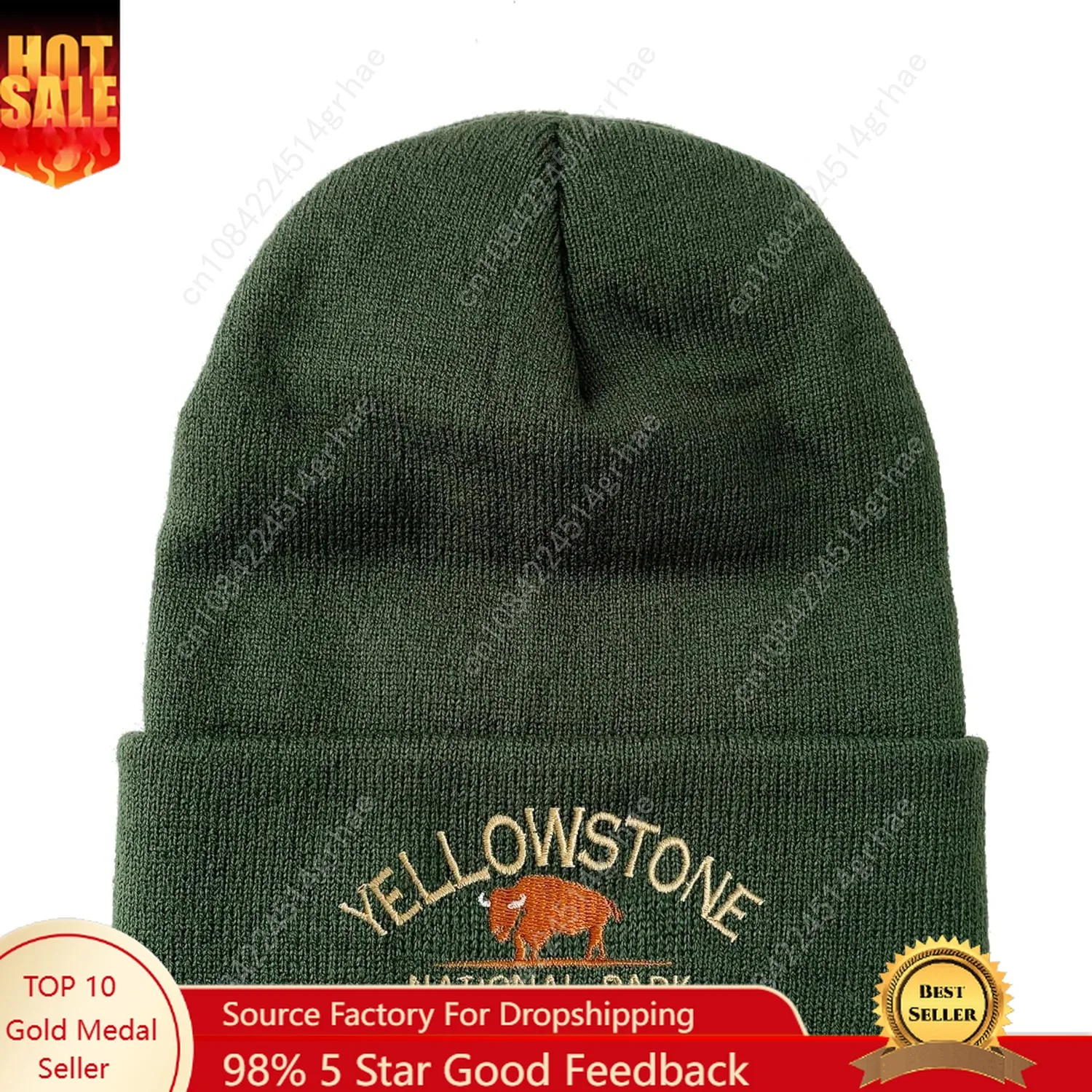 

USmania Yellowstone National Park Embroidered Beanie Winter Hat