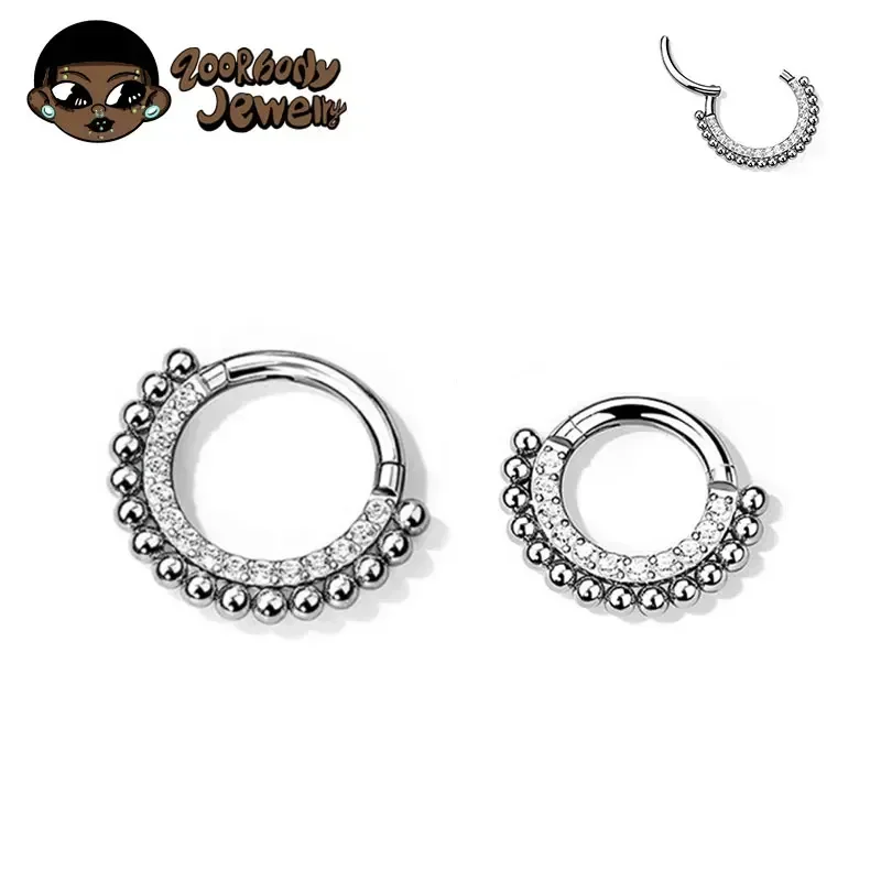 Piercing de titanio ASTM F136 Daith, anillo de hojas de nariz Clicker, diafragma, lóbulo superior, cartílago de oreja, pendiente Tous, joyería, 16G