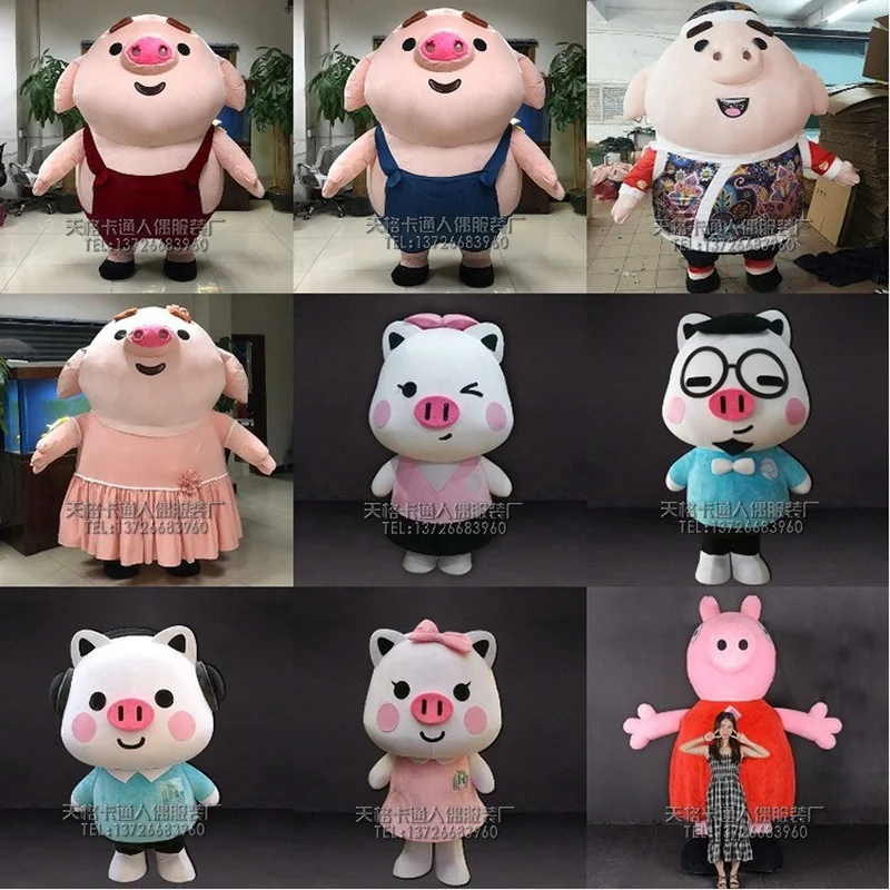 Disfraz de Macot de cerdo inflable, ropa de muñeca de dibujos animados para realizar caminatas, volantes, publicidad, Fursuit de cerdo