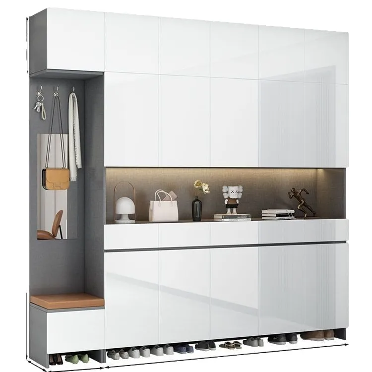 Entry door shoe cabinet household modern simple heightening entrance shoe cabinet integrated against the wall storage cabinet li