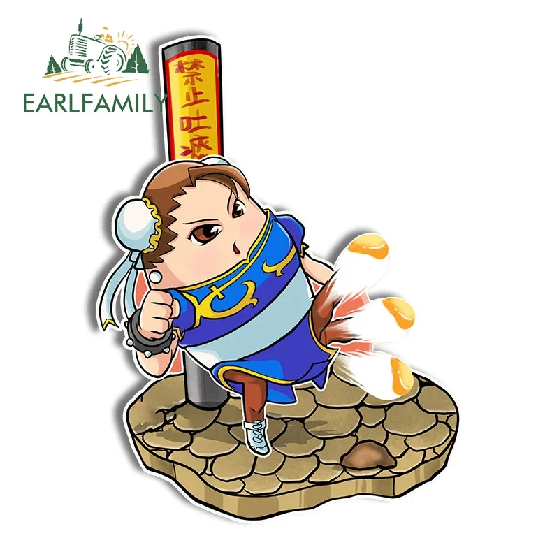 EARLFAMILY 13 cm x 9,2 cm für Chun Li Chibi Autoaufkleber Camper RV JDM VAN Wasserdichter Aufkleber Windschutzscheibe Surfbrett Motorrad Dekor