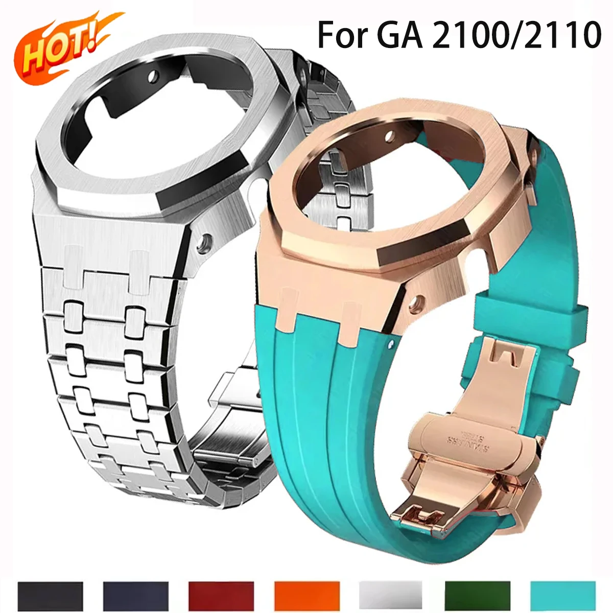 

Gen4 Mod Kit for GA2100 Metal Bezel Casioak Modification GEN4 Generation Rubber Watch Case Stainless Steel Strap GA 2100/2110