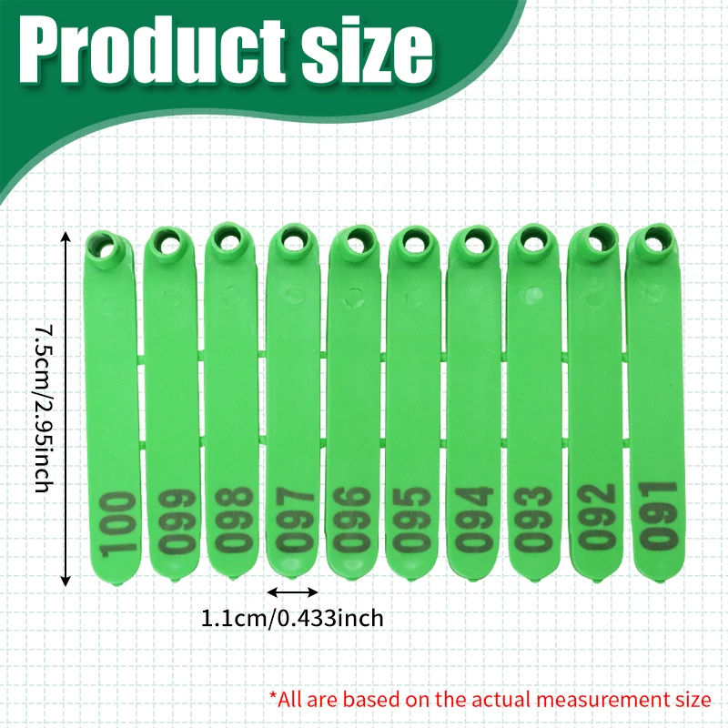 100個入り 家畜用 ヤギ プラスチック製 耳標プライヤー 犬 ウサギ 羊 耳標 識別カード 文字入り レーザーマーク 001-100