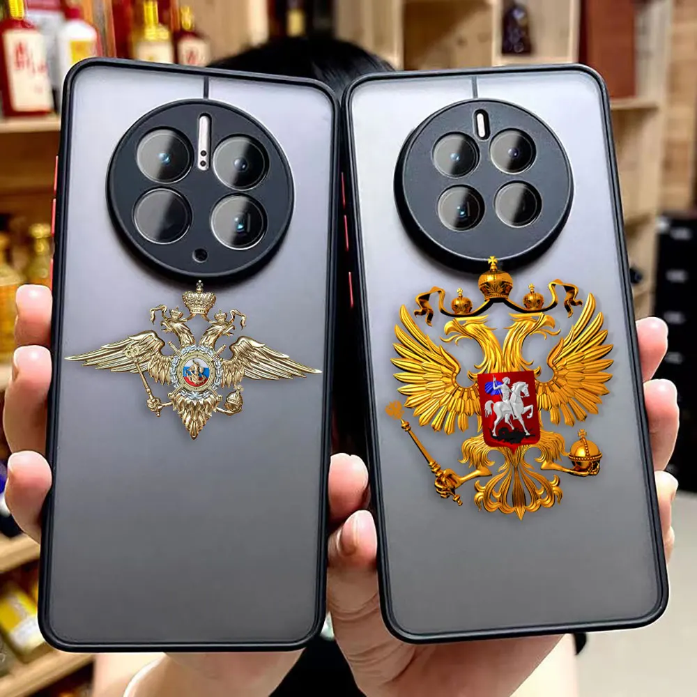 Matte Phone Case for Huawei P50 P40 P30 P20 MATE 40 30 20 PRO PLUS Y7P Y8P Y9 Case Funda Coque Shell Cover Russian Flags Emblem