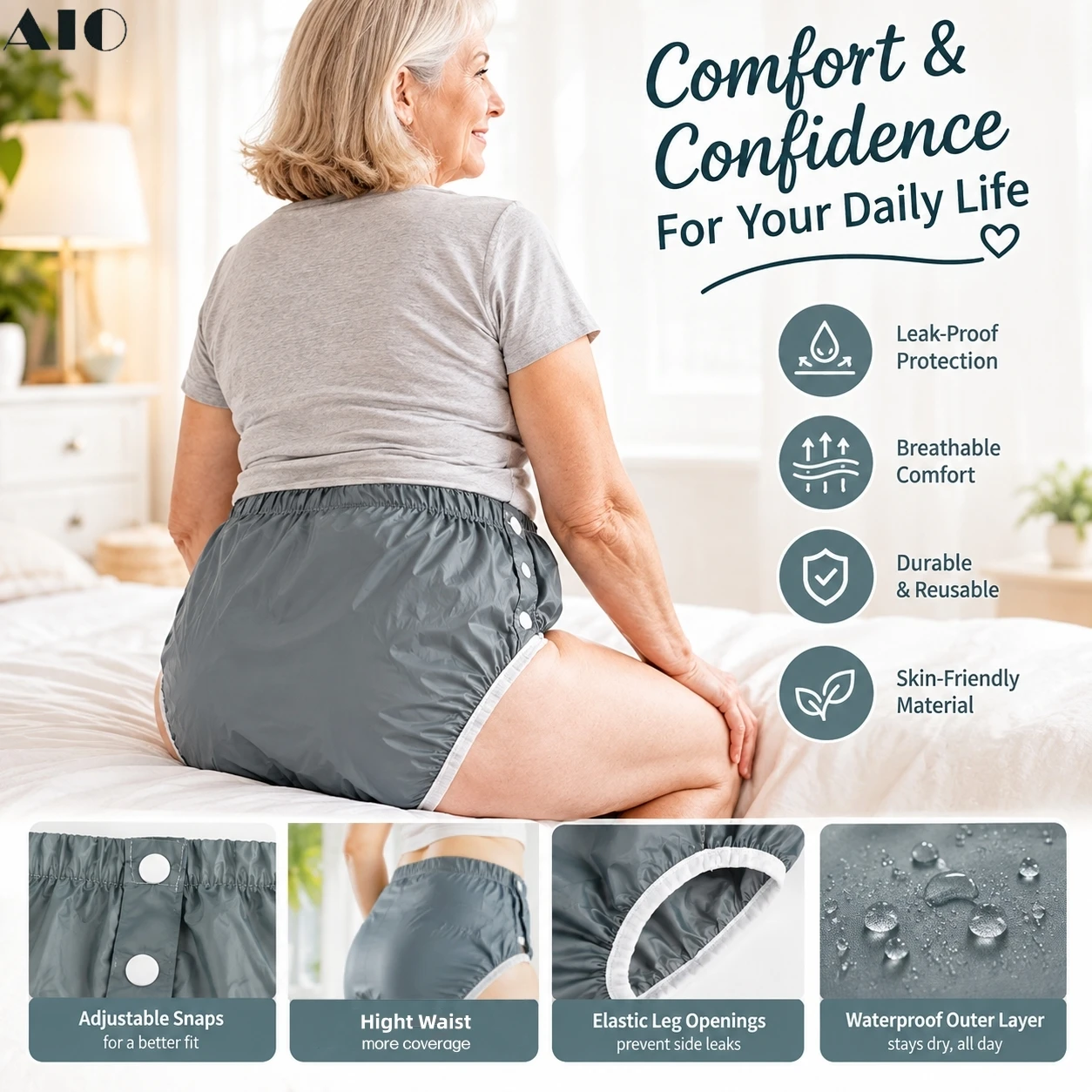 AIO Cloth Diapers For Adults Men And Women Adult Diaper Covers Incontinence Briefs Elderly And Disabled Adult Nappies Washable