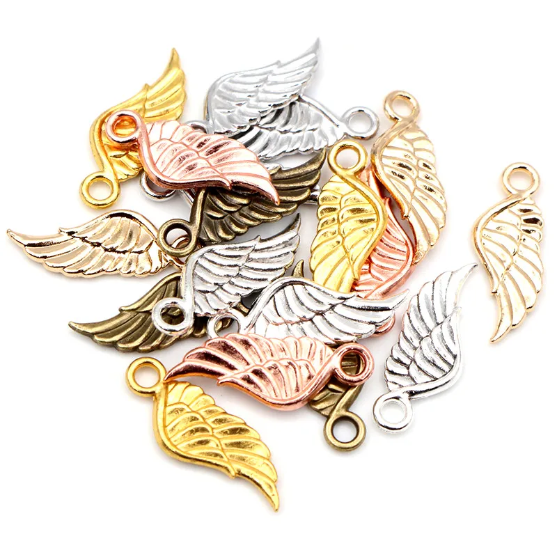 20 sztuk Charms Angel Wings 21x8mm tybetański srebrny pozłacane 5 kolory wisiorki antyczny tworzenia biżuterii DIY Handmade Craft