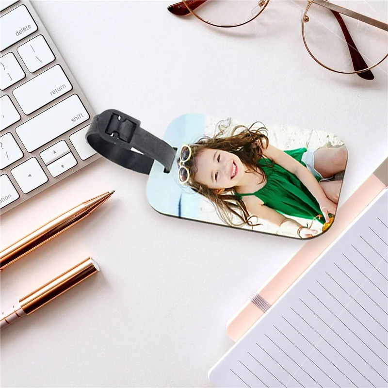 10PCS Sublimation Blank Luggage Tags White Blank Travel Bag Baggage Tags with Strap Double Sided Suitcase Label Tag