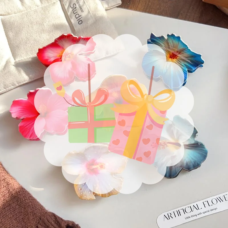 

Summer Vacation Style Hibiscus Flower Hair Claw Acrylic Claw Clip Beach Crab Hair Clip For Women Girls Fashion Hair Accessories