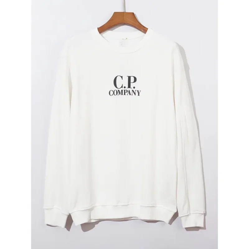 Hot Sale Fashion CP Women\'s Printed Cotton Crew Neck Long Sleeve Shirt Casual Cotton Heavy Loose Long Sleeves Brand Fashion Men