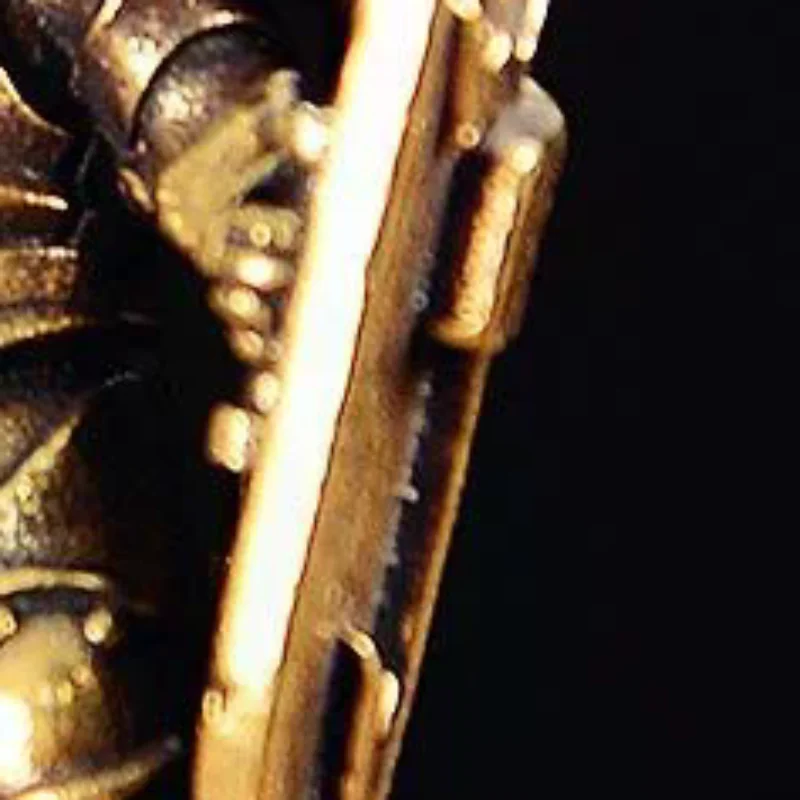 Brass Made Shield Soldier Statue Pumpkin Demon Warrior Display With Hammer Pumpkin Headgear Figurine Home Office Decor